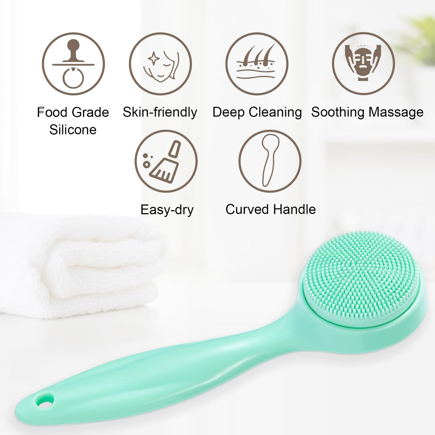 2 Pack Silicone Face Scrubber Exfoliating Brush, Manual Handheld Facial Cleansing Brush Blackhead Scrubber, Soft Bristles Waterproof for Face Skincare (Round-Pink)
