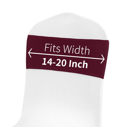 Peomeise 50pcs Burgundy Spandex Chair Sashes with Buckle Slider for Wedding, Party Decoration