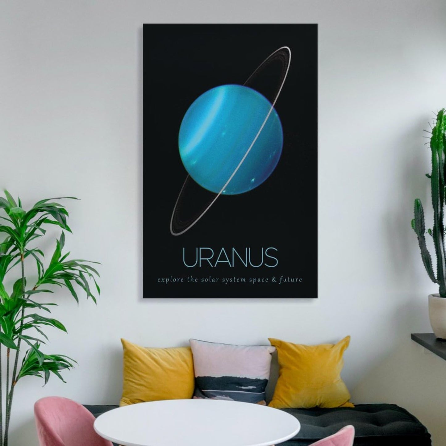 LGDSBHH Minimalist Uranus Solar System Canvas Wall Art - Educational Space Planet Poster - Science Classroom & Kids Bedroom Decor - 12x18 Inch (Unframed)