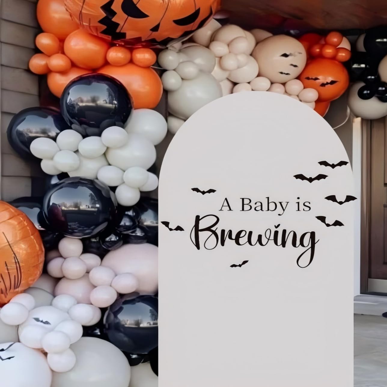 A Baby is Brewing With Bats Welcome Sign Decal for Halloween Witchy Baby Shower, October Fall Season, Haunted House Backdrop
