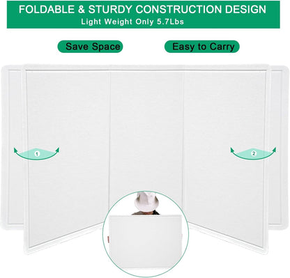 Large Bulletin Board, 48 X 36 inches Felt Board Notice Pin Board,4' x 3' Cork Board Alternative for Wall, Self-Adhesive Vision Board Mood Board Foldable Photo Board with 30 Pushpin-Warm White