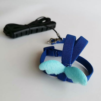 Pet Parrot Bird Harness Leash Adjustable Bird Flying Harness Traction Rope with Cute for Parrots Budgerigar Lovebird Cockatiel Mynah Outdoor Training Toy (Budgerigar/Lovebird,Blue)