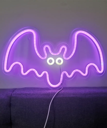 BYOSEKA Bat Neon LED Sign - Purple Neon Light for Party, Bar & Home Decor