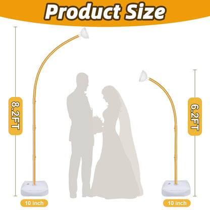 OurWarm 8.2FT & 6FT Gold Balloon Arch Kit, Free Bending Top Balloon Arch Stand With Base for Floor, Half Arch for Wedding Birthday Party Baby Shower Halloween Decorations