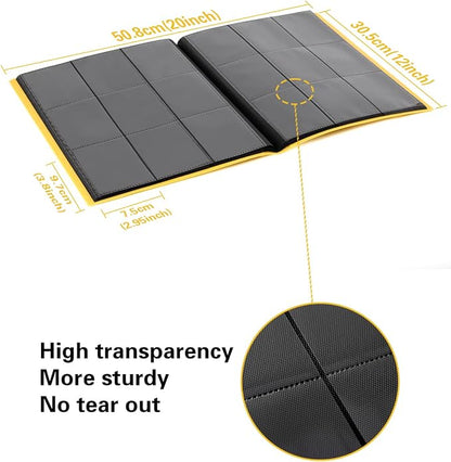 GEAoffice Card Binder, 9 Pockets Trading Card Album Folder, 360 Side Loading Pocket Binder for Sports&Game Cards, MTG and Other TCG, Yellow