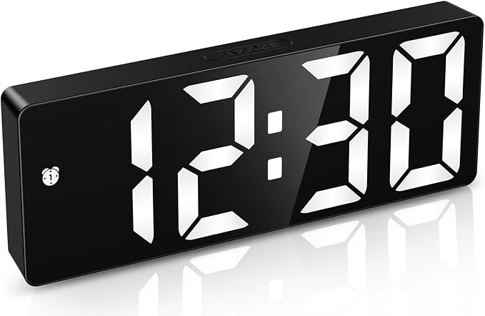 AMIR Digital Alarm Clock Large Display, Upgraded LED Alarm for Bedroom, Type-C/Battery Powered Bedside Alarm Clock with Snooze, 12/24H, 5 Levels Adjustable Brightness, DST, Desk Clock for Home, Office
