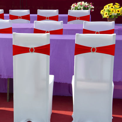Tosnail 50 Pack Spandex Chair Sashes Wedding Chair Decoration Party Chairs Covers - Red
