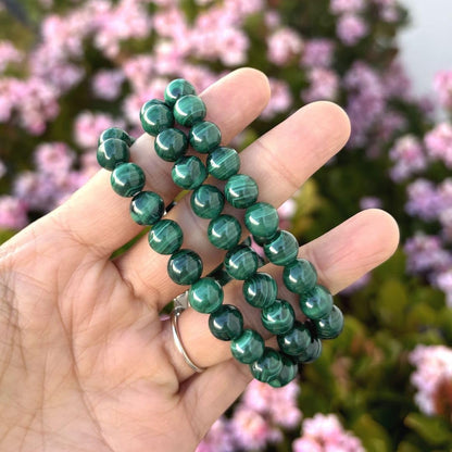 Adabele Real Natural Green Malachite Bracelet Gemstone Beaded Bracelet 7.5 inch Stretch Chakra Healing Crystal Stone Jewelry Women Mom Gift GB8-B11