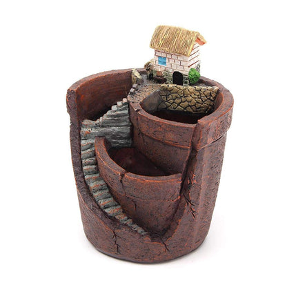 Gonetre Plants Potted Flower Pots Sweet House Fairy Garden Planter for Home Decor Office Garden Decoration Material Synthetic Size 10 X 12cm (Brown)