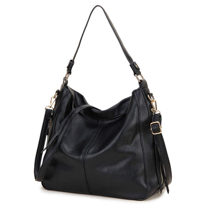 Hobo Bags for Women,VONXURY Faux Leather Tote Purse Ladies Handbag Large Shoulder Bags with Side Pockets for Work Travel,Black