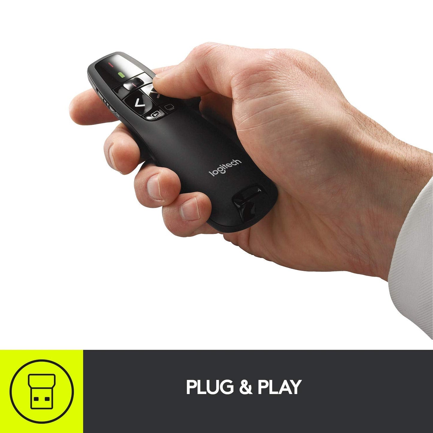 Logitech Wireless Presenter R400, USB-A PowerPoint Clicker with Laser Pointer, Wireless Presentation Clicker Remote
