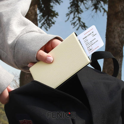 Fenice Classic Passport Cover Holder Wallet Case for Travel Essential RFID Blocking Vegan Leather Waterproof (YELLOW)