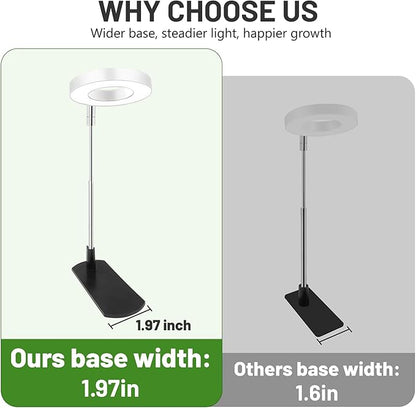 LBW Grow Light for Indoor Plants, Height Adjustable Plant Grow Lamp with Auto On/Off Timer 6/8/12/16H, 3 Colors,5 Dimmable Brightness, for Small Plants, White, 2 Packs