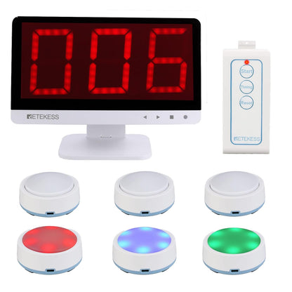 Retekess TM101 Wireless Quiz Bowl Buzzers,15-Level Volume,Add Up to 32 Buttons,262ft, 6 Buzzers for Game Show,Family Game Nights,Learning Resources for Classroom,School