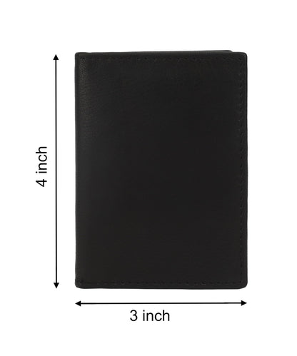 Leatherboss Genuine Leather Small Slim Bifold Wallet | Credit, Debit, ID Card Holder | Compact & Stylish with Clear ID Windows | Gift for Men, Black