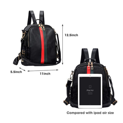 Lowille Backpack Purse For Women Mini PU Leather Rucksack Fashion Small Daypack Travel Shoulder Bag Tote Handbag (Big Black)