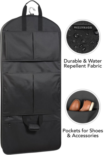 Wally Bags 48” Deluxe Tri-Fold CarryOn Travel Garment Bag with three pockets