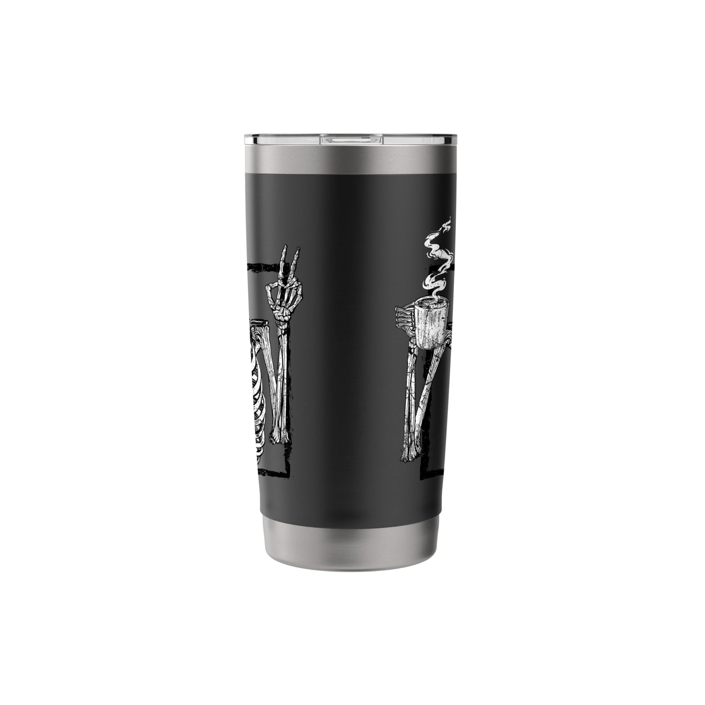 Skeleton Drinking Coffee Gothic Peace Sign Halloween Grunge Stainless Steel Insulated Tumbler