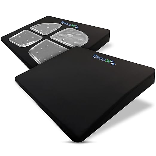 ERGO21 LiquiCell Sports Cushion - 3.5 Inch Thick Seat Pad for Tailbone, Hip & Lower Back Pain Relief - Ergonomic Comfort for Car, Office, Stadium & Wheelchairs- Better Than Gel, Foam or Air