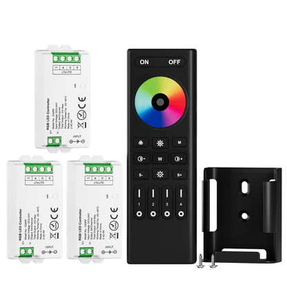 BTF-LIGHTING 5050SMD FCOB COB Dimming RF 2.4GHz Wireless Remote RC01RFB &4PCS C01RF Tuya Controller Kit 4 Zones Group Control PWM Single Color (+V -V) 2pin LED Neon Rope Light DC5V DC12V DC24V