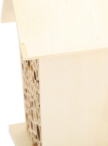Bee House, Wooden Insect Hotel Hanging Bamboo Bees Hive Habitat Bug Garden Shelter Insects House Decoration Beneficial Nests Box Decorations for Butterfly Bird Outdoors Attracts Pollinators 2PCS