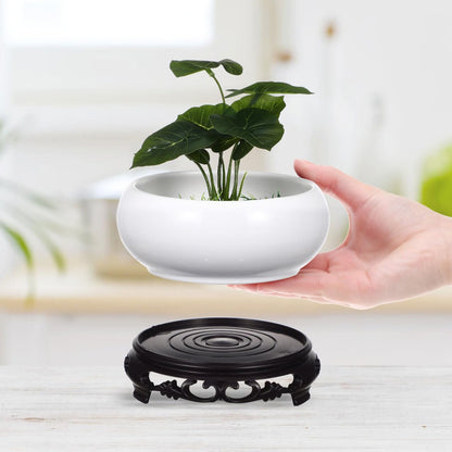 Toddmomy 6.3 Inch Lotus Ceramic Bowl Planter, Hydroponic Pot with Detachable Base, No Drainage Hole Container for Indoor Zen Decor, Office Desktop Water Gardening
