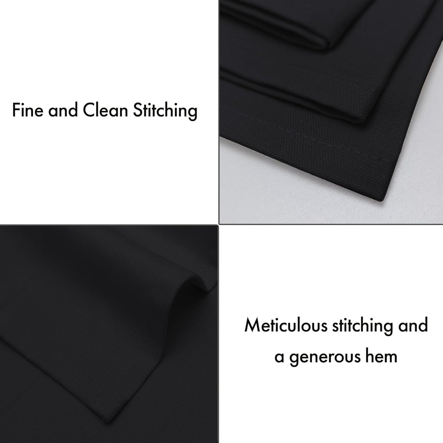 Ruvanti Cloth Napkins Set of 6, 100% Cotton High GSM 18x18 Inches Soft, Washable, Highly Durable & Absorbent, Perfect for Parties, Christmas, Thanksgiving Dinners – Black Beauty