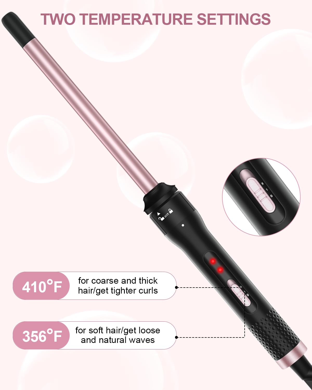 3 in 1 Curling Iron, Curling Wand Set with 3 Interchangable Ceramic Beach Waves Wands(0.75"-1.25"), Dual Voltage 30s Fast Heating with Heat Resistant Glove & 2 Clip for Long/Short All Hairstyle
