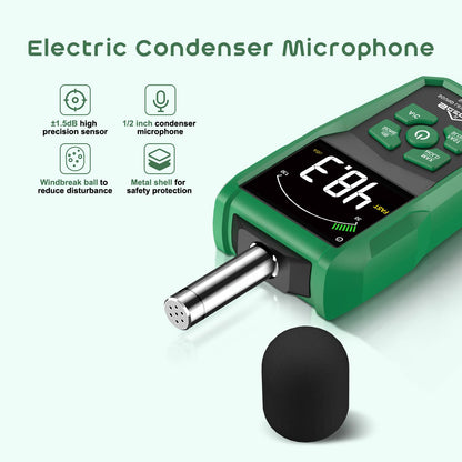 SQECH Decibel Meter, Digital Sound Level Meter with LCD Color Screen,Portable SPL Meter Range 30-130dB with A/C Weighted,MAX/MIN,Data Hold,dB/SONE Unit,FAST/SLOW Response,for Home/Office/Factories