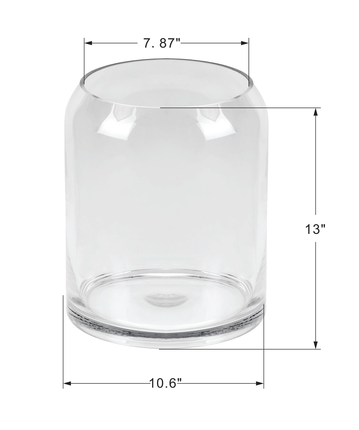 13" High 10.6" Wide Large Handmade Clear Modern Glass Vase, Glass Flower Vase, Scandinavian Glass Vase, Glass Container, Glass Terrarium, Hurricane, Fish Bowl, Centerpiece (Clear, 10.6"x13")