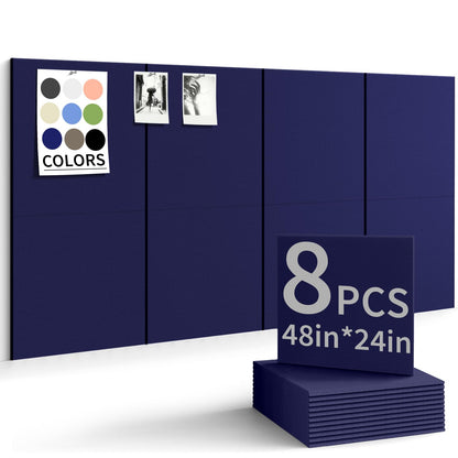 Large Bulletin Board 48"x 24" Cork Boards for Walls, 8 Pack Felt Wall Panels Photo Board, Cork Board for Office Home Pin Board