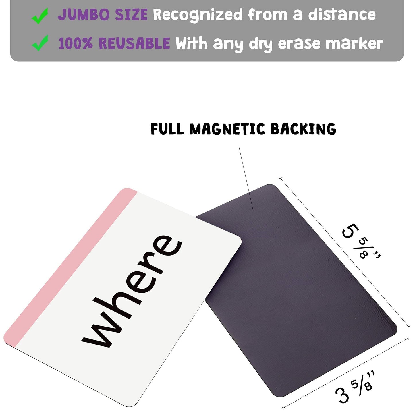 Attractivia Pre-K Sight Words Magnetic Flash Cards(Pre-Kindergarten) - 40 Sturdy Large Dolch Cards for Literacy of Beginning Readers, Homeschool, Teachers and ESL, Preschool