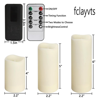 fclayvts 24-Pack LED Flameless Candles with Remote Control -Flickering Electric Candles- Timer Candles -3D Flame, for Halloween Christmas Parties,Wedding,Home,Gift and Special Occasions(Three Sizes)