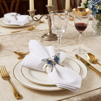 Butterfly Napkin Rings Set of 4, Fashion Simple Insect Series Rhinestone Butterfly Shape Napkin Rings for Easter, Christmas, Holiday Party Table Napkin Accessories Decoration