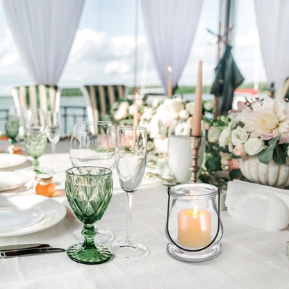 Cabilock 12Pcs Hanging Candle Holders Glass Votive Holders with Handles Multipurpose Indoor Outdoor Candle Stands for Home Decor Party Wedding Banquet