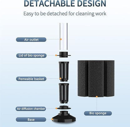 Pawfly Large Aquarium Bio Sponge Filter Quiet Fish Foam Filter with Airline Tubing Suction Cups Check Valve Connectors and Control Valve Accessories for Betta Fry Shrimp Fish Tank up to 60 Gallon