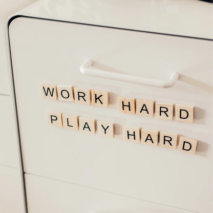 Stiles 100 Piece Magnetic Wooden Letter Tiles - Alphabet Magnets for Whiteboards, Refrigerators & Magnetic Letter Boards - Changeable Letters for Craft & Announcements, Natural