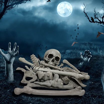 Halloween Skeleton Bones Realistic Looking Skulls Human Skeleton For Halloween Scary Graveyard Haunted House Lawn Yard Decorations(28 pieces）