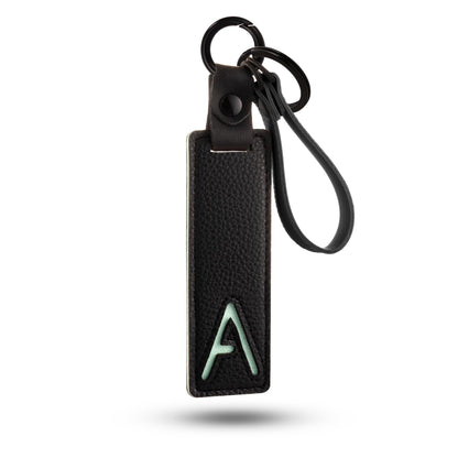 XGALBLA Initial PU Leather Letter A Keychains for Women, Two-tone Splicing Key Tag Bag Charms Key Holder Lanyard Strap for Key Purse Luggage Handbags Backpacks(Black and Green)