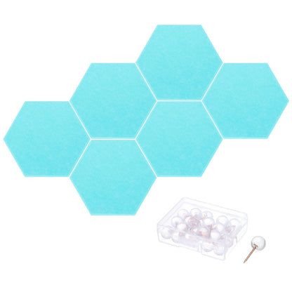 PATIKIL Felt Bulletin Board, 12"x10", 6 Packs Self Adhesive Hexagon Felt Tiles for Sound Proofing Wall Panels for Home Office Recording Studio,Game Room, Lake Blue