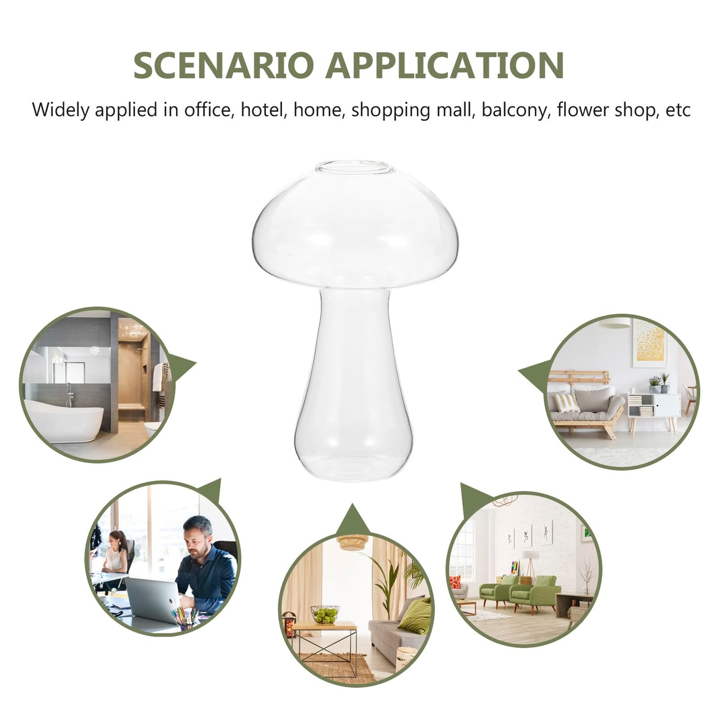 UPKOCH Mushroom Glass Vase Small 12x8cm Hydroponic Plant Terrarium Vase Decorative Glassware for Home and Office Desktop Flower Planter