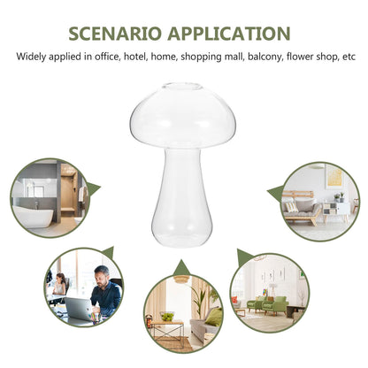 UPKOCH Mushroom Glass Vase Small 12x8cm Hydroponic Plant Terrarium Vase Decorative Glassware for Home and Office Desktop Flower Planter