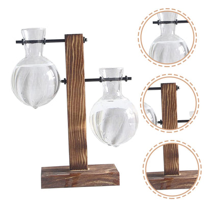 Generic 2pcs Bottle Plant Terrarium Vases Plant Light Bulb Decoration Hydroponic Vase Indoor Bulb Desktop Decor Hydroponic Glass Wooden