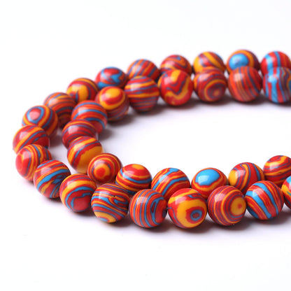 36PCS 10MM Beads Red Malachite Beads Round Loose Beads Natural Gem Beads for Jewelry Making 15"