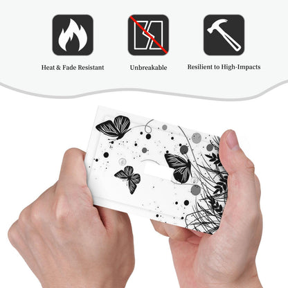 Butterfly Single Toggle Light Switch Cover Plate Decorative Wall Plates 1 Gang Black White Faceplate for Farm House Bedroom Kitchen Living Room Plastic Art Decora