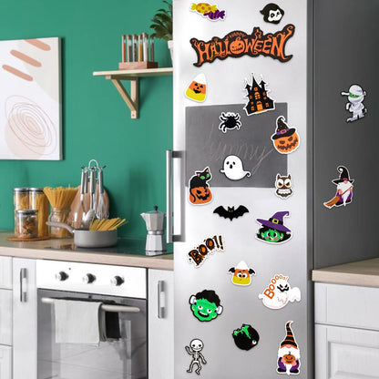 X1zuue 20Pcs Halloween Magnet Car Decorations Waterproof Trick or Treat Automotive Magnet Stickers Refrigerator Magnets Boo Pumpkin Ghost Candy Bat Home Decor Party Supplies for Cars