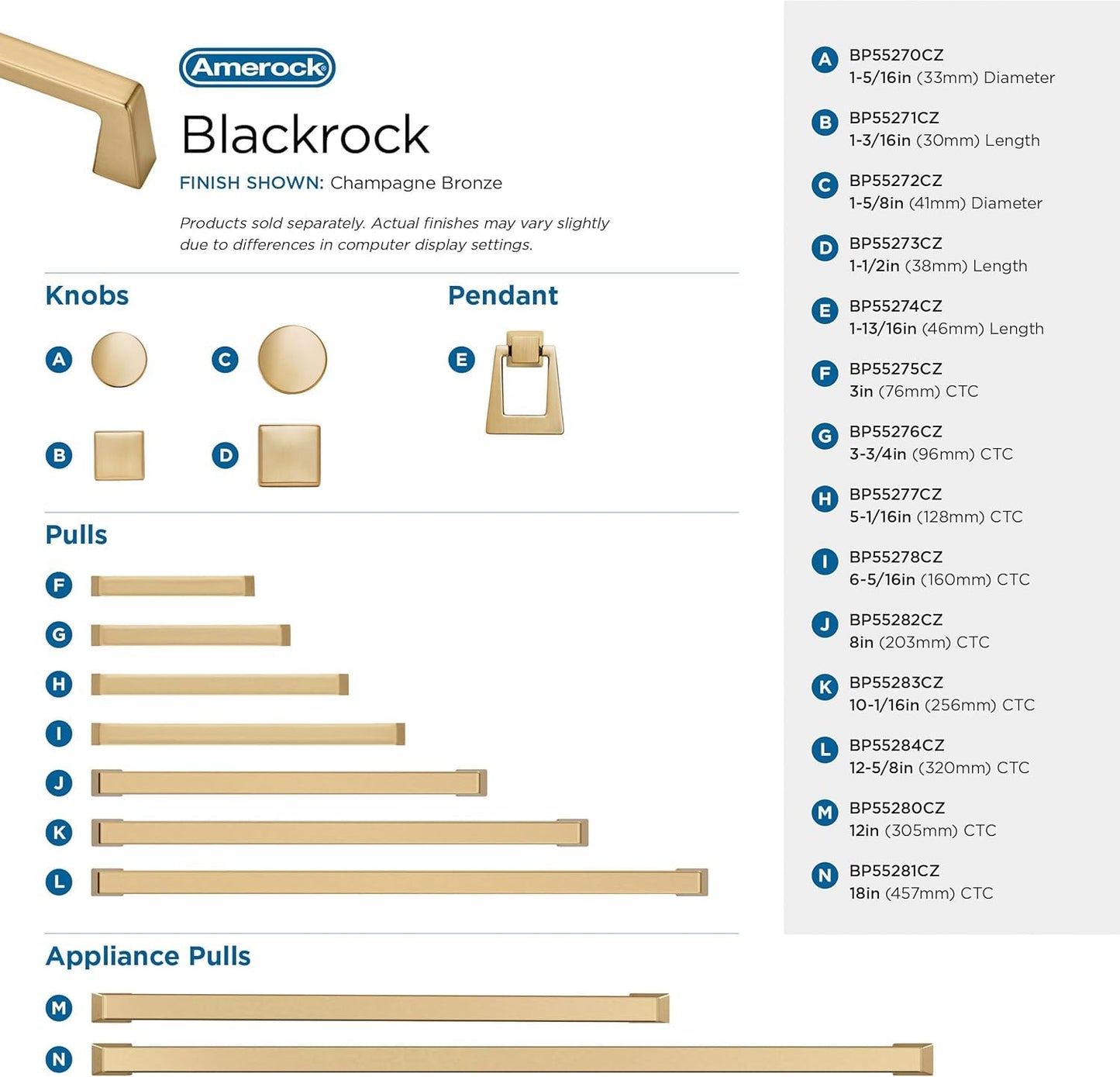 Amerock | Cabinet Knob | Champagne Bronze | 1-1/2 inch (38 mm) Length | Blackrock | 1 Pack | Drawer Knob | Cabinet Hardware