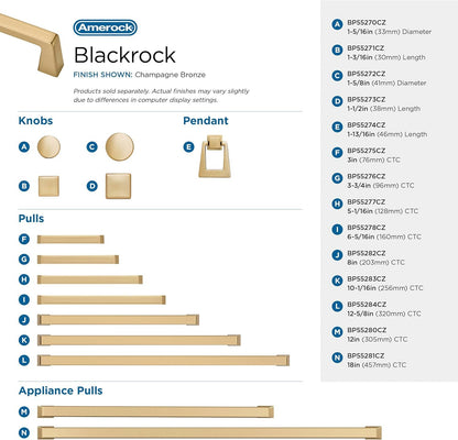 Amerock | Cabinet Knob | Champagne Bronze | 1-1/2 inch (38 mm) Length | Blackrock | 1 Pack | Drawer Knob | Cabinet Hardware