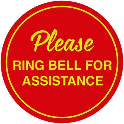 Signs ByLITA Circle Please Ring Bell For Assistance Wall or Door Sign | Easy Installation | Front Desk Reception Sign (Red/Yellow) - X-large (1 Pack)