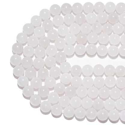 10mm Natural White Jade Gemstone Beads Polished Round Smooth Stone Beads for Bracelets Jewelry Making 15inch Loose Beads